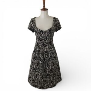 Anthropologie Caledonia‎ Dress Women’s S Deleta Cut Short Sleeve Black White